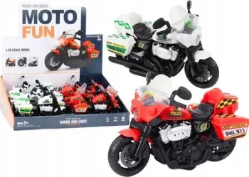 Lodër motorçikletë policie Police Motorcycle 1:10, drita dhe zëra, e bardhë e kuqe