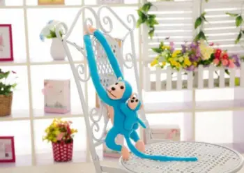 Lodër pelushi Mascot Plush Monkey with Baby, majmun, 70 cm, blu