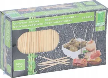 Shkopinj koktej TOM Bamboo, 6.5cm, 1000 copë, ngjyrë natyrale