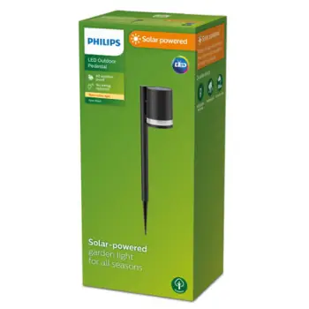 Dritë e jashtme diellore Philips FYCE, LED 1.5W 200lm, IP44, e zezë