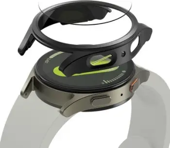 Mburojë ore Ringke Galaxy Watch 7 40mm Slim &amp; Glass, xham i temperuar, Titanium i zi