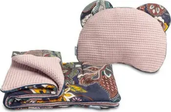 Set jorgan jastëk karroce Sensillo Waffle Boho, pambuk 100%, anti alergjik, rozë e pluhurosur