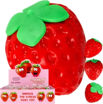 Lodër antistres MEGA CREATIVE Pressed Strawberry, e butë, e mbushur me xhel, shumëngjyrëshe