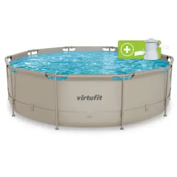 Pishinë kopshti VirtuFit Round Pool, 366 cm, me pompë filtruese, bezhë