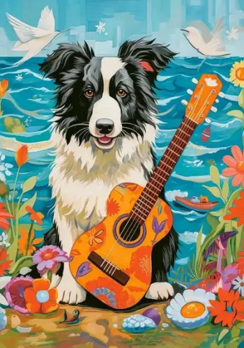 Puzzle 500 pjesë Castorland Collie Guitar and the Sea, për të rritur