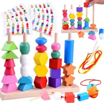 Puzzle edukative druri Wooden Blocks ZA4758, 25 copë, shumëngjyrëshe
