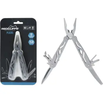 Multimjet kampingu Redcliffs Pliers, 13 funksione, çelik inox, argjendtë