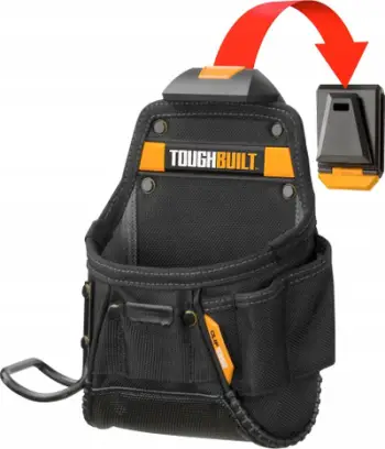 Çantë veglash ToughBuilt Project Pouch, me mbajtës çekani, sistem ClipTech, e zezë