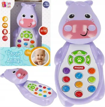 Lodër muzike telefon BAM BAM Hippo 499231, me tinguj dhe melodi, e kaltër