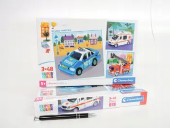 Puzzle Clementoni Supercolor Rescue Vehicles, 3x48 pjesë, për fëmijë 5 vjeç, shumëngjyrësh