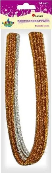 Tel metalizuar Titanum, 0.6mm, 30cm, set 14 copë, argjend dhe ari