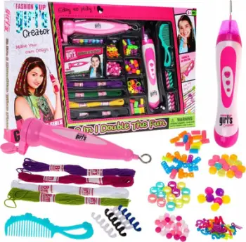 Set lodër Girls Creator 2 in 1, makinë për gërsheta dhe rruaza, rozë