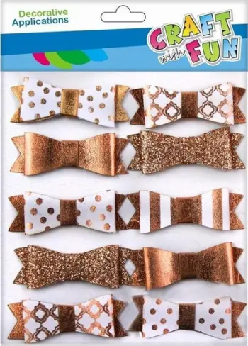 Set kokarda vetëngjitëse Craft with Fun, 10 copë, me shkëlqim, ngjyrë ari
