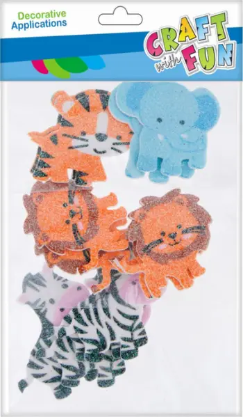 Stikerë dekorativë Craft with Fun EVA Animal Day, set 12 copë, shumëngjyrësh