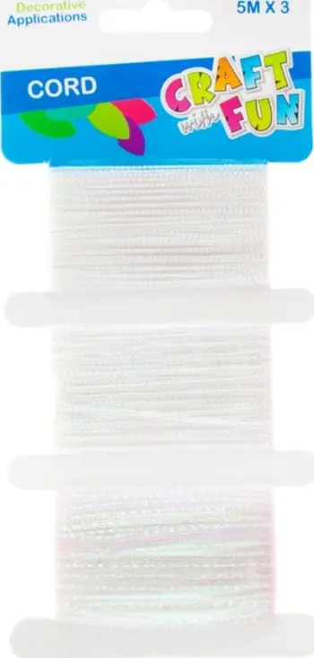 Shirit dekorativ Craft with Fun Pearl, 5m, plastik, i bardhë
