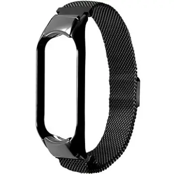 Rrip çeliku Eternico Elegance Milanese për Xiaomi Smart Band 5 6 7, magnetik, i zi