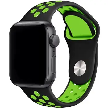 Rrip ore Eternico Sporty për Apple Watch 42mm 44mm 45mm, silikon sportiv, Vibrant Green dhe i zi