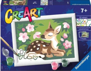 Set pikturimi Ravensburger CreArt Floral Fawn, me numra, për fëmijë 7+, i gjelbër