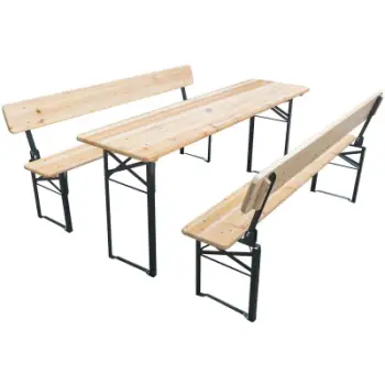 Set picniku Saska Garden, tavolinë druri me 2 stola, 6 persona, metal i zi dru natyral