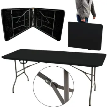 Tavolinë palosëse Saska Garden Catering 1075266, 180x70 cm, drejtkëndëshe, e zezë