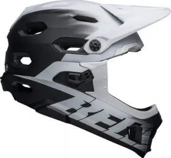 Helmetë MTB Bell Super DH Spherical MIPS, full face, 55-59cm, mat e zezë e bardhë
