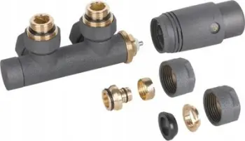 Termostat radiatori Invena Duoplex, lidhje e poshtme 50mm, grafit