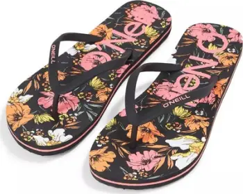 Flip-flop për femra ONeill Profile Graphic, Bluemchen, madhësia 37, me lule, i zi