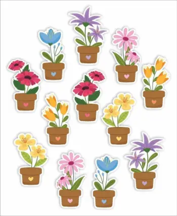 Dekorime dritareje LearnHow Double Sided Window Decorations Flowers, 12 copë, me lule, shumëngjyrëshe