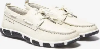 Këpucë femrash TBS Janaele, stil boat shoe, shollë kundër rrëshqitjes, të bardha