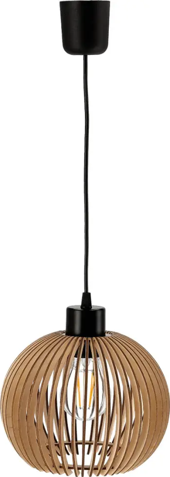 Lampë varëse Anafi 1P, sokël E27, 60W, e zezë dhe dru