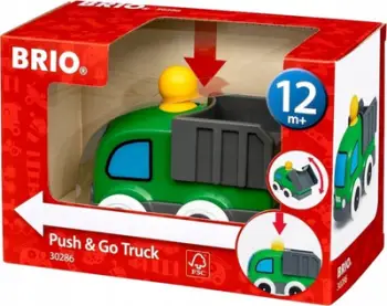 Kamion lodër BRIO Push and Go Truck, me tërheqje automatike, për fëmijë 12+
