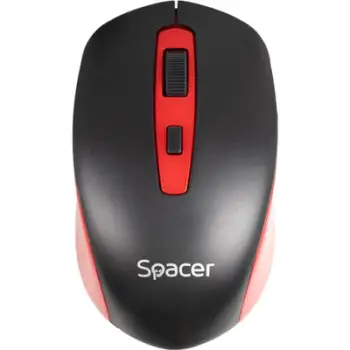 Mouse wireless Spacer SPMO-WS01-BKRD, 1600 DPI, i zi e kuq