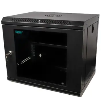 Kabinet muror rrjeti Spacer SPCW-9U-400-BK-02, 19", 9U, 500x400mm, i zi