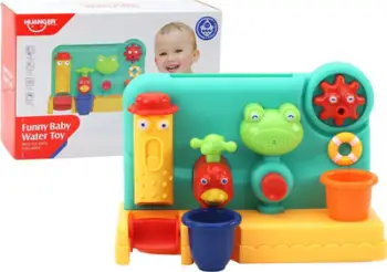 Lodër banjoje Leantoys Bath Toy, panel me kupa vakumi, elemente me ujë, shumëngjyrëshe