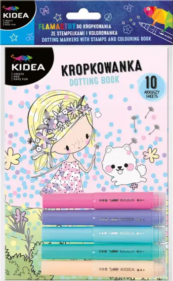 Set libri ngjyrosës KIDEA Fairies, 10 fletë, 5 markera me stampues, shumëngjyrësh