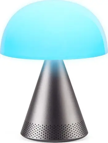 Llambë portative LED BOW USA Mina L Audio, altoparlant Bluetooth 5W, karikim USB C dhe wireless, gun metal