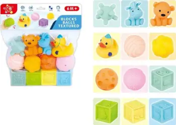 Blloqe loje Sensory Blocks, set 12 copë, të buta, shumëngjyrëshe