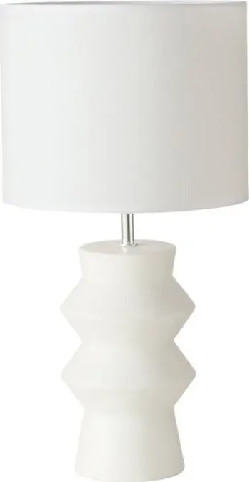 Lampë tavoline Boltze Whitia, 50cm, abazhur pambuku, e bardhë