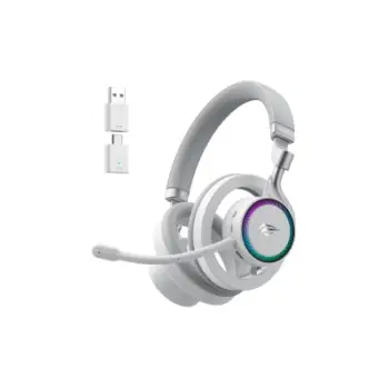 Kufje gaming Havit FUXI H8, wireless 2.4GHz, open back, të bardha