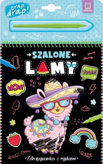 Libër kreativ për fëmijë Crazy Llamas Scratch Card With Stylus, me stilolaps gërvishtës, shumëngjyrësh