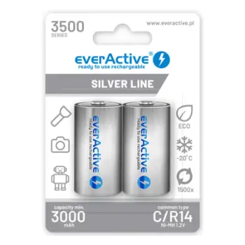 Bateri rikarikuese EverActive Silver Line C R14, 3500mAh, 1.2V, argjendi