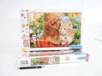 Puzzle Clementoni Maxi SuperColor Puppy And Kitten Cute Friends, 104 pjesë