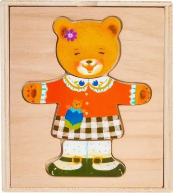 Puzzle druri Smily Play Teddy Bear Girl, arushë veshjesh, 3+ vjeç