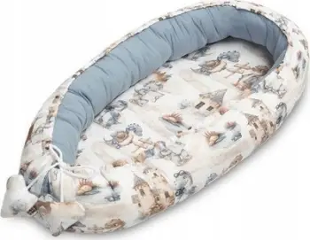 Folé bebe Sensillo Muslin Dragons Jeans, 80x45 cm, me jastëk, blu