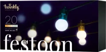Varg dritash LED Twinkly Festoon Gold Edition, 10m 20 LED, Bluetooth WiFi, e bardhë e rregullueshme