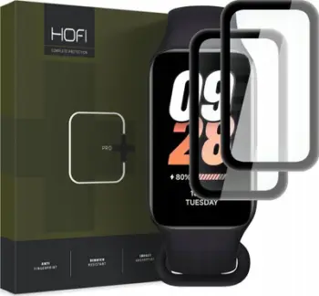 Xham mbrojtës Hofi Hybrid Pro+ për Xiaomi Smart Band 8 Active, 2 copë, xham hibrid, i zi