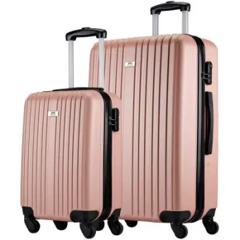 Set valixhe Slazenger Rose Gold, 18" dhe 26", plastik i fortë, rozë metalike