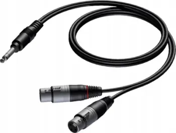 Kabllo audio Procab CAB734, JACK 6.3mm në 2 XLR femër, 1.5m