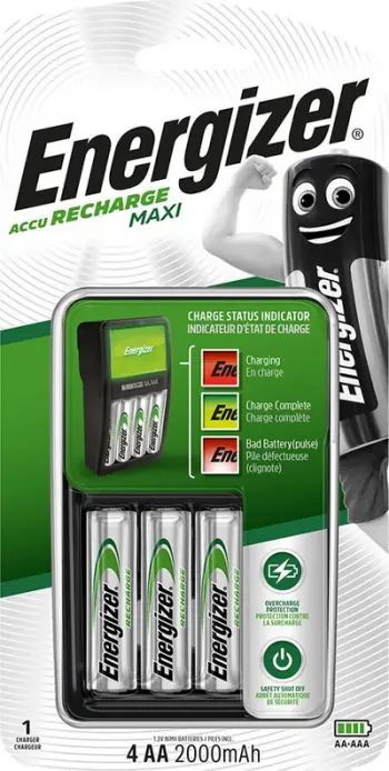 Ngarkues baterish Energizer Maxi ENERMAXI, AA AAA, me 4 bateri AA 1300mAh