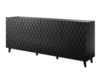 Komodë Cama Meble ASTI, 200x42x82 cm, 4 sirtarë, e zezë matt